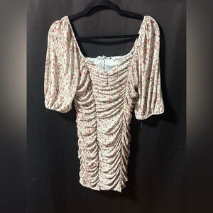 Haute Monde Light Blue Mini Dress with Pink Floral Print